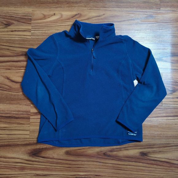 LL Bean Women's Small Petite Sweater Pullover 1/4 Zip Fleece Blue Outdoors - Picture 1 of 9